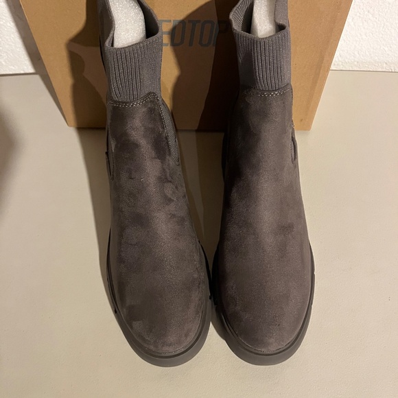 REDTOP Elastic Chelsea Boots Chunky Block Heel Platform Lug Sole NEW 10 - Picture 2 of 5